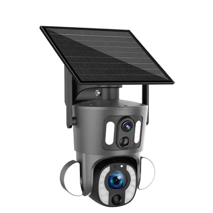 Cámara inteligente Wifi solar de doble lente con panel solar de 9W 5-40M distancia IR