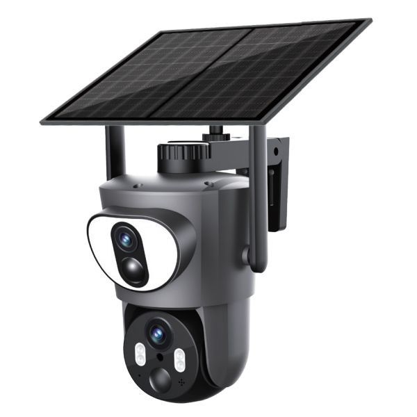 Dual Lens Dual Linkage Dual View Ubox 4G Cámara solar 5-40M Distancia IR